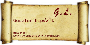 Geszler Lipót névjegykártya